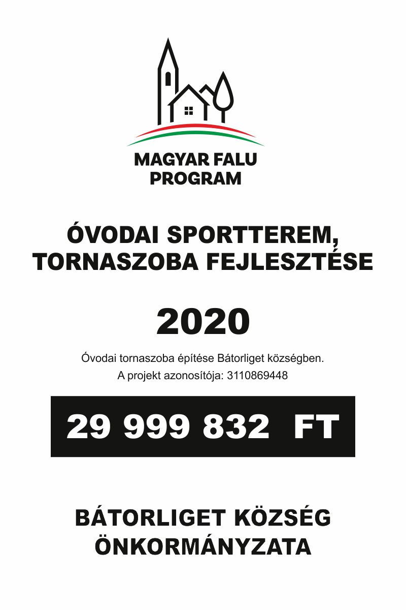Óvodai sportterem pályázati tábla