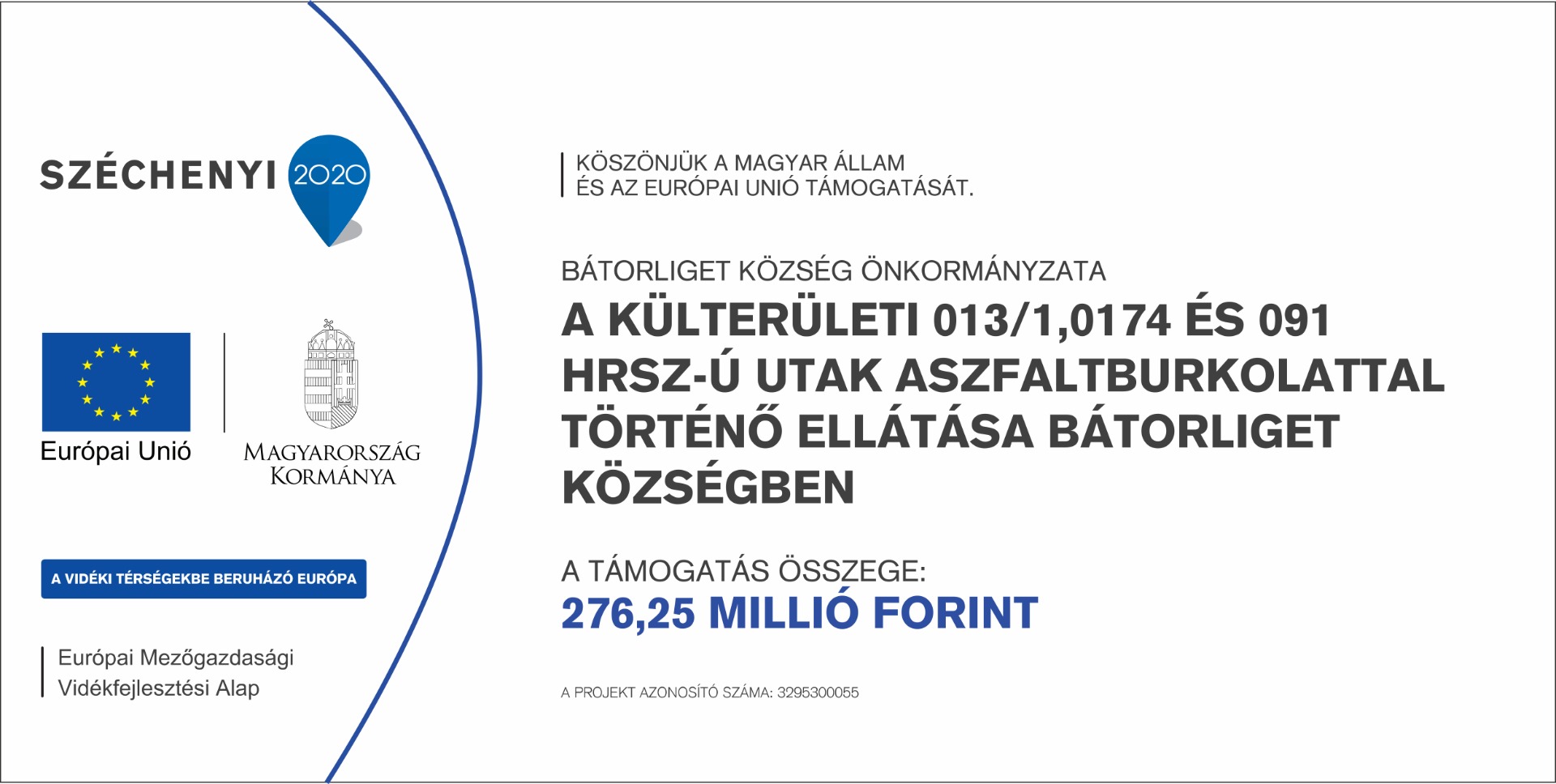 Külterületi utak pályázati tábla