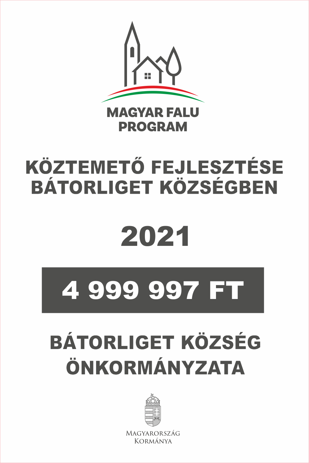 Köztemető pályázati tábla