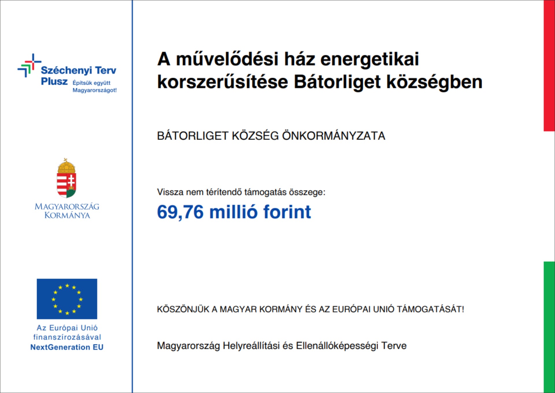 Művelődési ház pályázati tábla